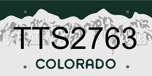 TTS2763 Colorado License Plate