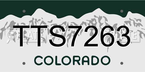 TTS7263 Colorado License Plate