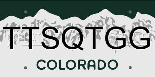 TTSQTGG Colorado License Plate