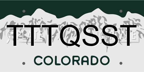 TTTQSST Colorado License Plate