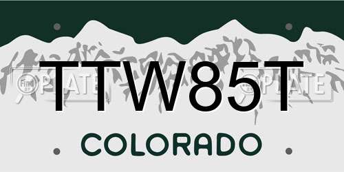 TTW85T Colorado License Plate