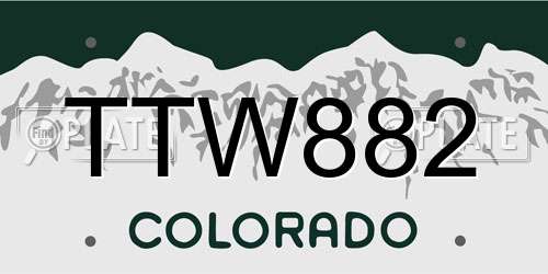 TTW882 Colorado License Plate