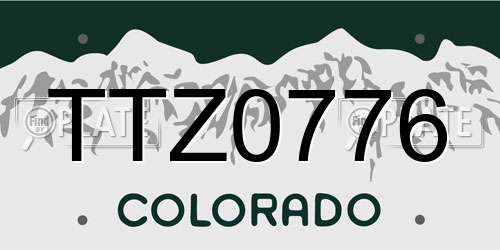 TTZ0776 Colorado License Plate