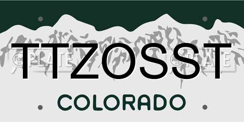 TTZOSST Colorado License Plate