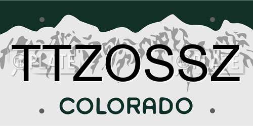 TTZOSSZ Colorado License Plate