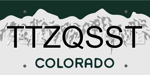 TTZQSST Colorado License Plate