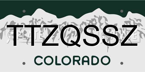 TTZQSSZ Colorado License Plate