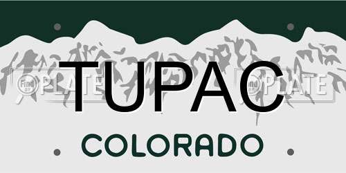 TUPAC Colorado License Plate