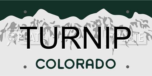 TURNIP Colorado License Plate