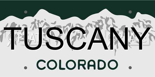 TUSCANY Colorado License Plate