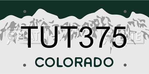 TUT375 Colorado License Plate