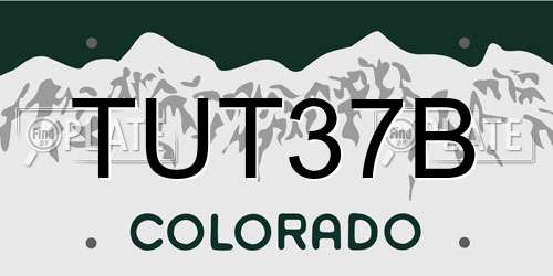 TUT37B Colorado License Plate