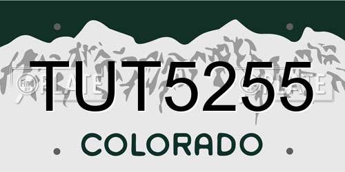 TUT5255 Colorado License Plate