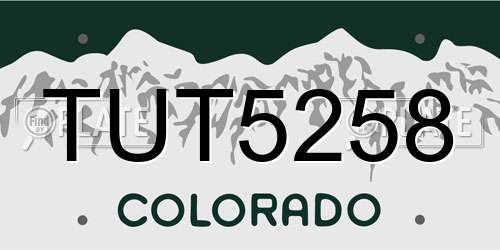 TUT5258 Colorado License Plate