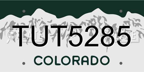 TUT5285 Colorado License Plate