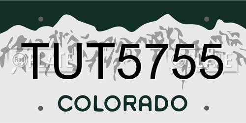 TUT5755 Colorado License Plate