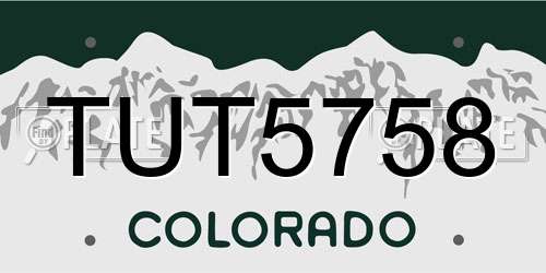 TUT5758 Colorado License Plate