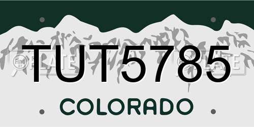 TUT5785 Colorado License Plate
