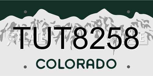 TUT8258 Colorado License Plate