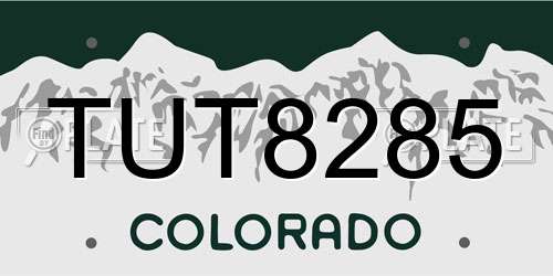 TUT8285 Colorado License Plate