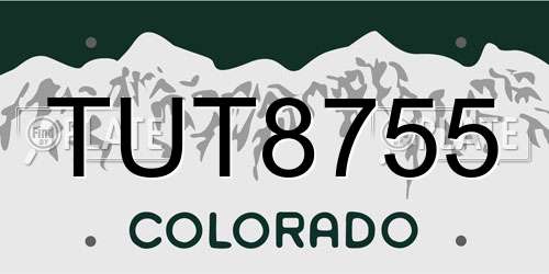 TUT8755 Colorado License Plate