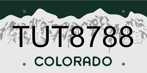 TUT8788 Colorado License Plate