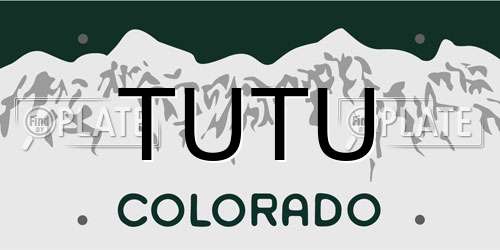 TUTU Colorado License Plate