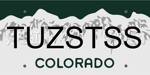 TUZSTSS Colorado License Plate