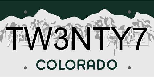 TW3NTY7 Colorado License Plate