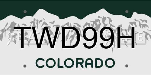 TWD99H Colorado License Plate