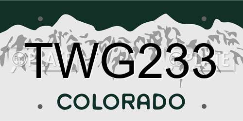 TWG233 Colorado License Plate