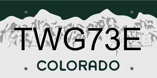 TWG73E Colorado License Plate