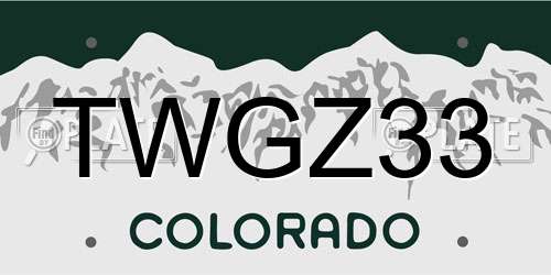 TWGZ33 Colorado License Plate