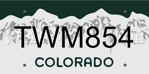 TWM854 Colorado License Plate