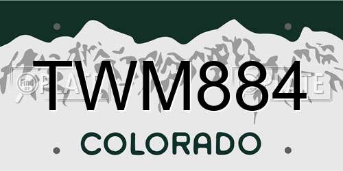 TWM884 Colorado License Plate