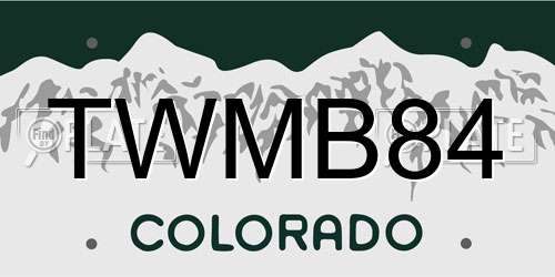 TWMB84 Colorado License Plate