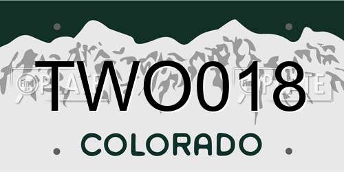 TWO018 Colorado License Plate