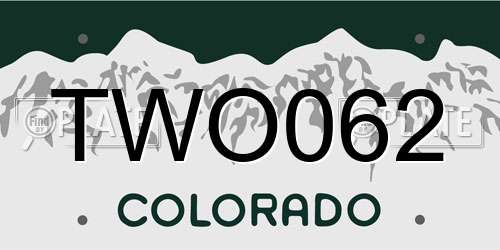 TWO062 Colorado License Plate