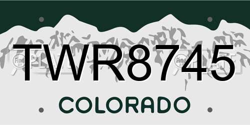 TWR8745 Colorado License Plate
