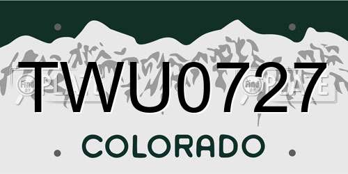 TWU0727 Colorado License Plate
