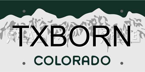 TXBORN Colorado License Plate