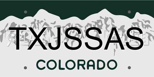 TXJSSAS Colorado License Plate