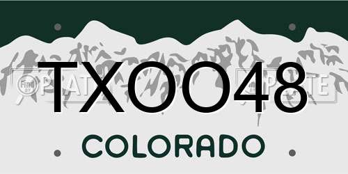 TXOO48 Colorado License Plate