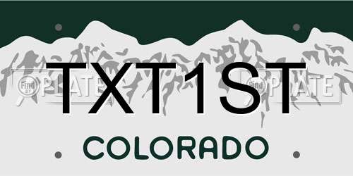 TXT1ST Colorado License Plate
