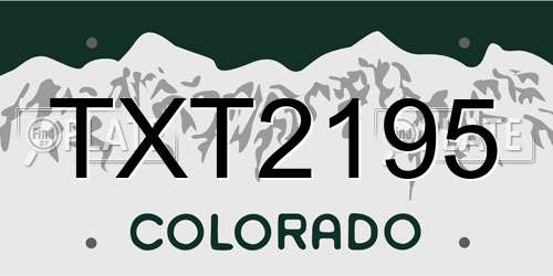 TXT2195 Colorado License Plate