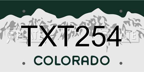 TXT254 Colorado License Plate