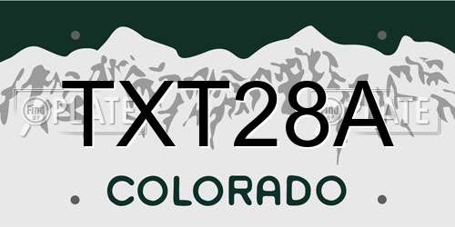 TXT28A Colorado License Plate
