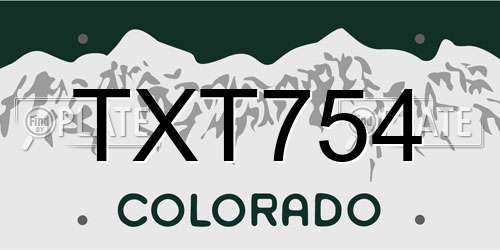 TXT754 Colorado License Plate
