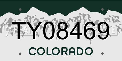 TY08469 Colorado License Plate
