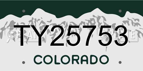 TY25753 Colorado License Plate